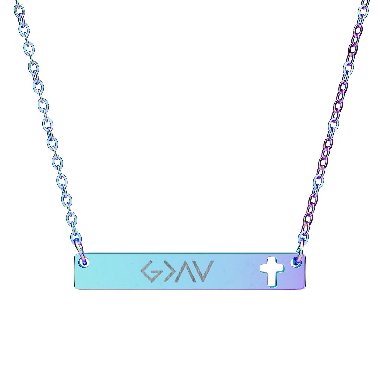 God is Greater than the Highs & Lows Cross Bar Necklace