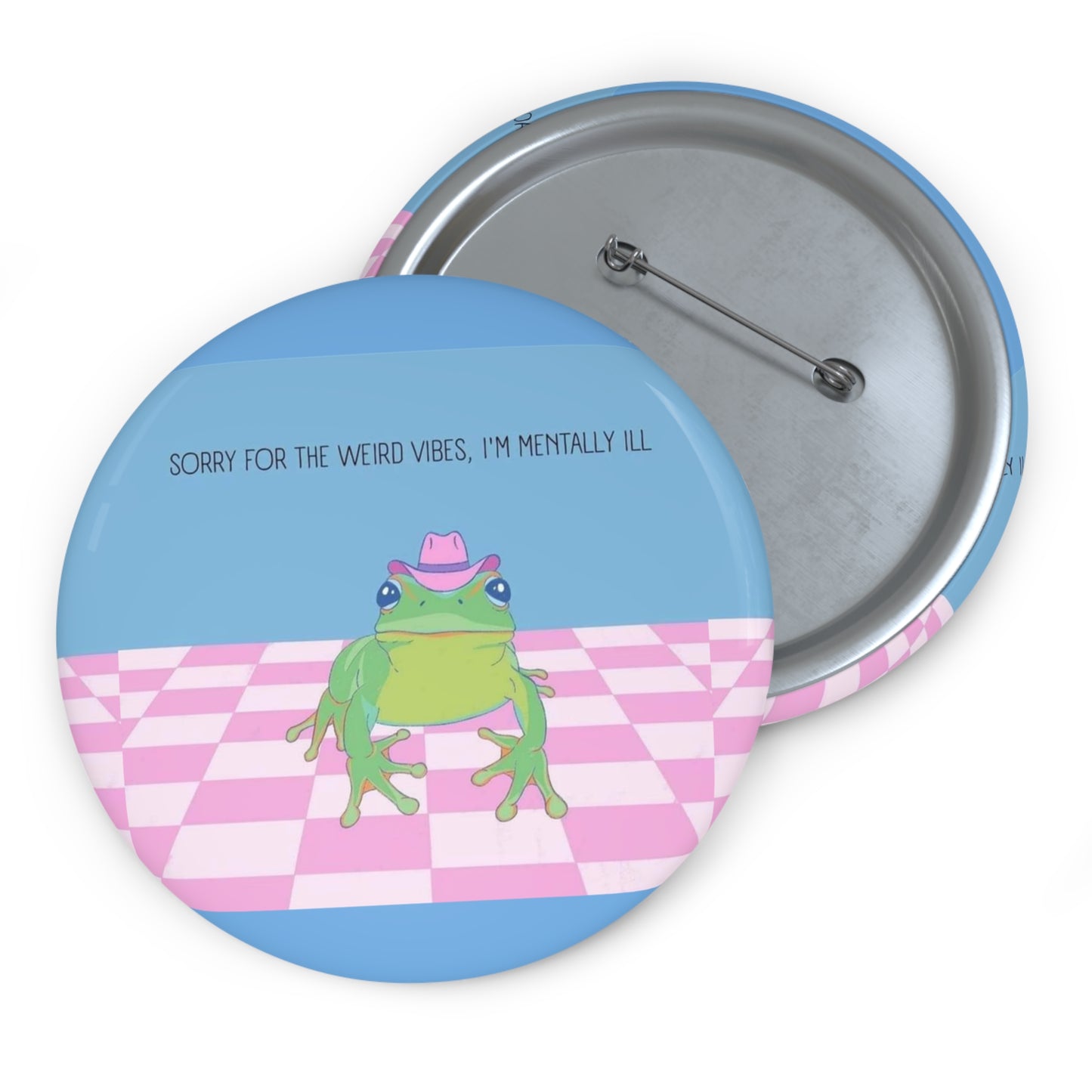 Weird Vibes Cowboy Frog Pin Button