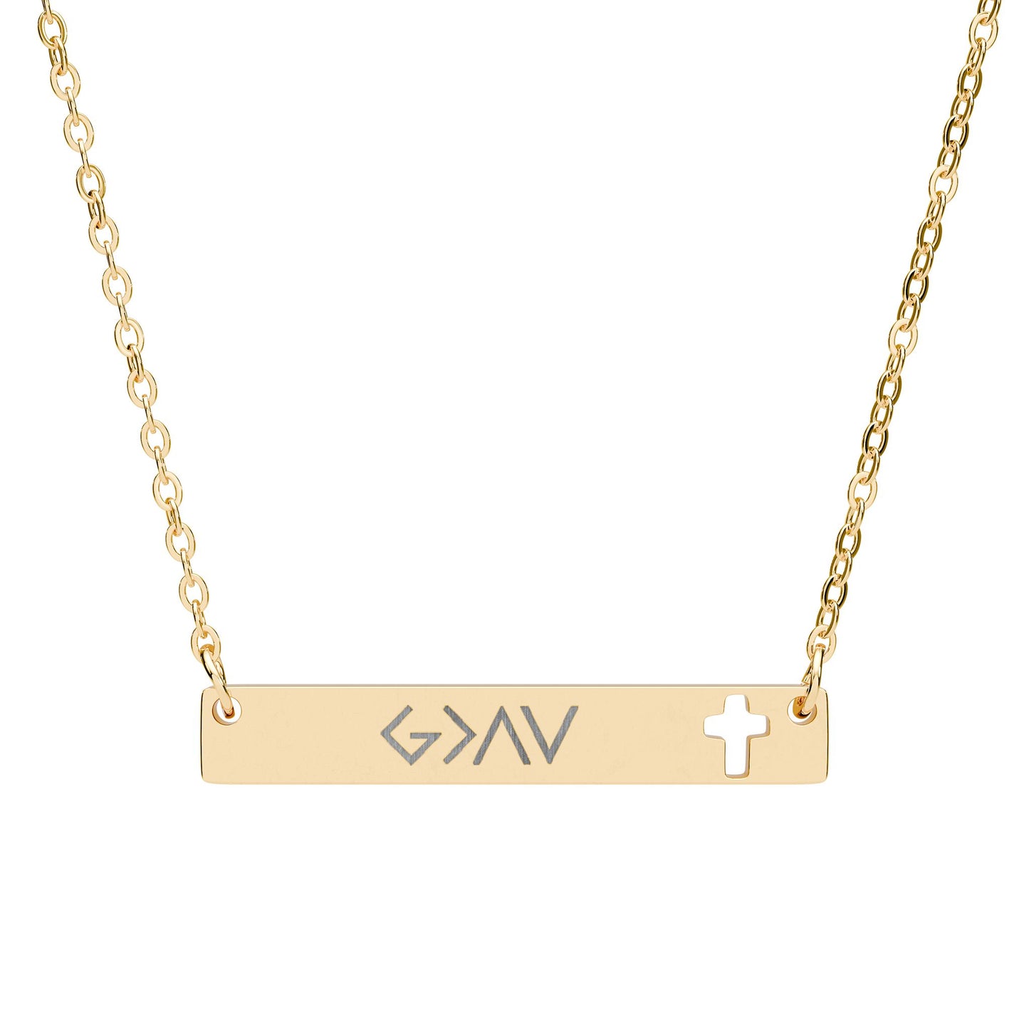 God is Greater than the Highs & Lows Cross Bar Necklace