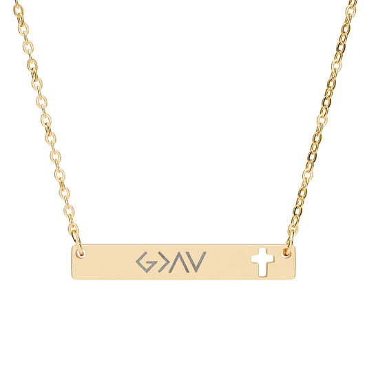 God is Greater than the Highs & Lows Cross Bar Necklace